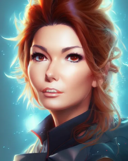 Image similar to anime portrait of Shania Twain by Stanley Artgerm Lau, WLOP, Rossdraws, James Jean, Andrei Riabovitchev, Marc Simonetti, and Sakimichan, trending on artstation