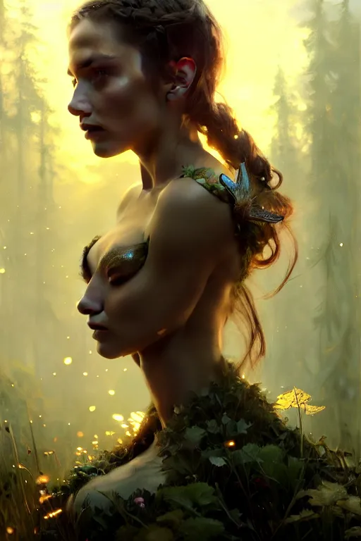 Image similar to cinematic shot of an epic portrait of a fairy dressed in military clothes, shiny skin, beautiful eyes, beautiful, small details, night setting, realistic poster with volumetric light from craig mallism, artgerm, jeremy lipkin and michael garmash, unreal engine, radiant light, detailed and complex environment, digital art, trends at art station, a masterpiece