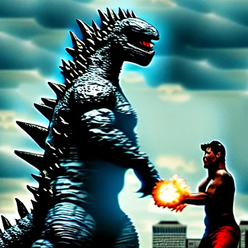 Image similar to Godzilla fighting Gypsy Danger