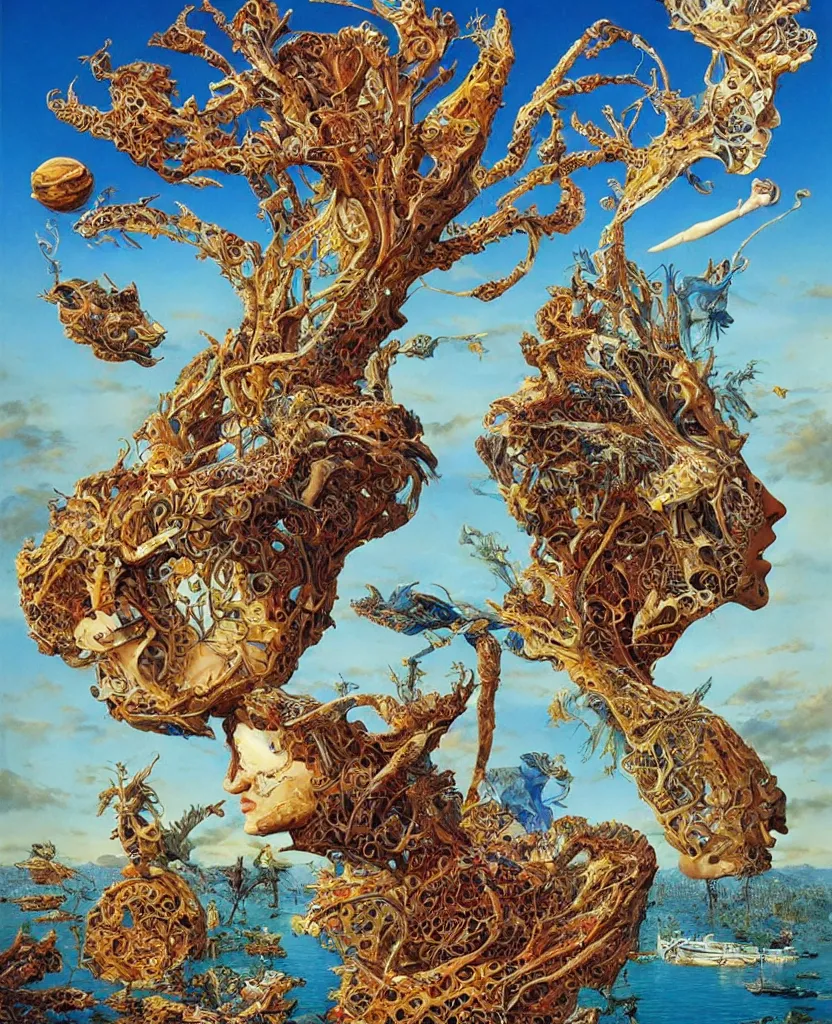 Image similar to breathtaking amazing stunning beautiful epic masterpiece by michael cheval and bill mayer and igor morski and roger dean