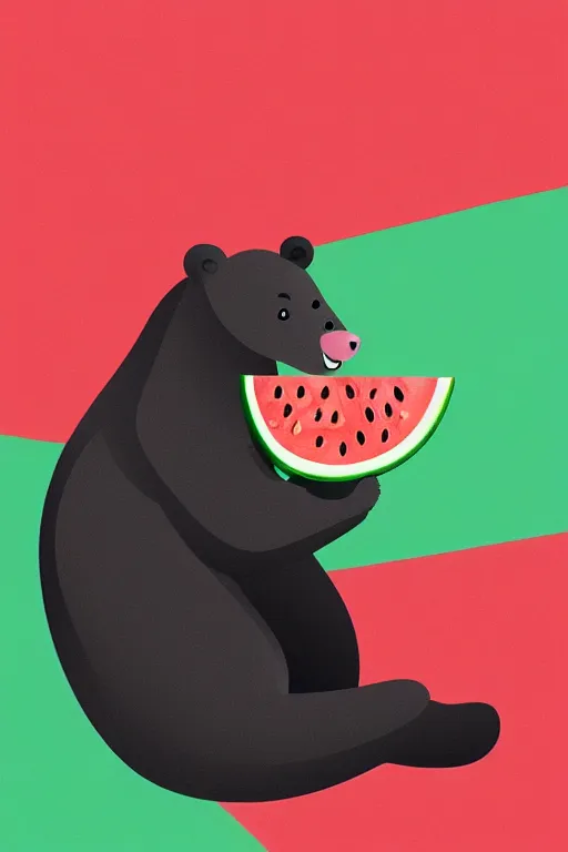 Image similar to Bear holding a watermelon, sticker, colorful, illustration, highly detailed, simple, smooth and clean vector curves, no jagged lines, vector art, smooth