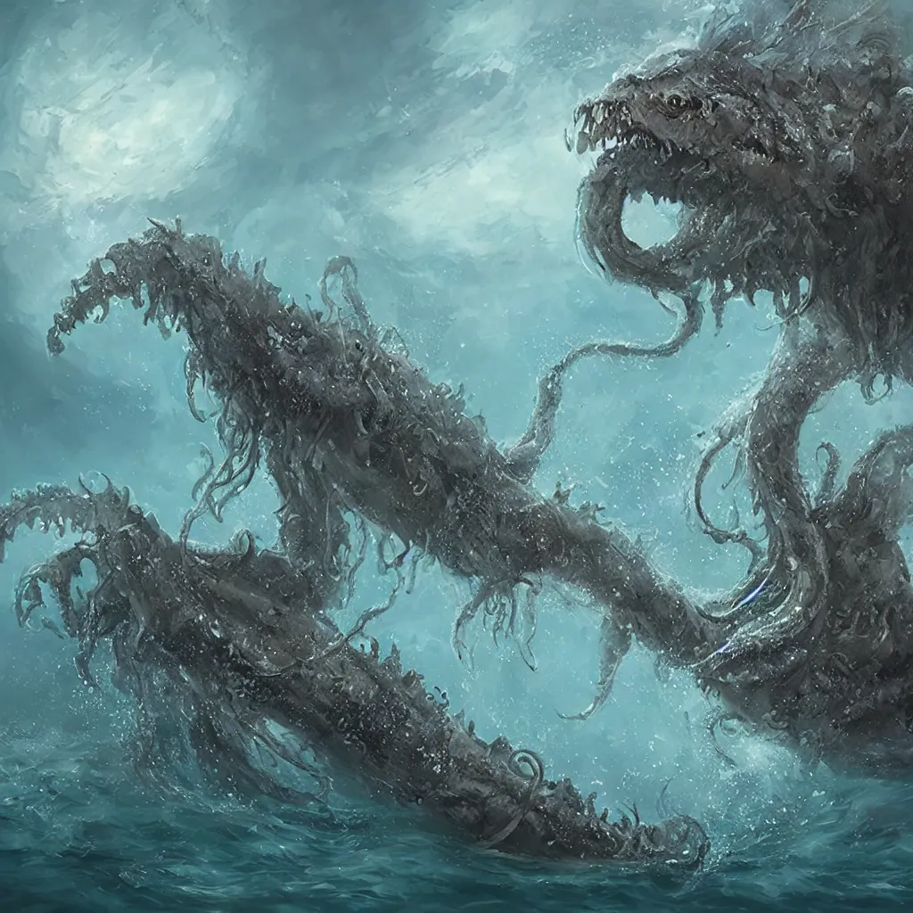 Image similar to lovecraftian sea monster by wlop