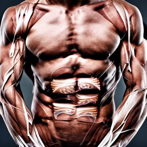 Prompt: beautiful mess of entangled muscular muscles