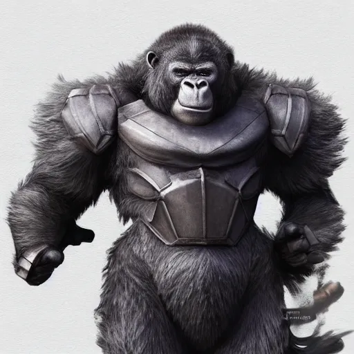 Image similar to an armored gorilla, made by stanley artgerm lau, wlop, rossdraws, artstation, cgsociety, concept art, cgsociety, octane render, trending on artstation, artstationhd, artstationhq, unreal engine, 4 k, 8 k,