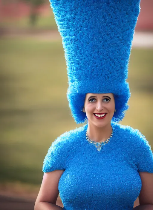 Image similar to portrait photo still of real life marge simpson, 8 k, 8 5 mm, f. 1 4