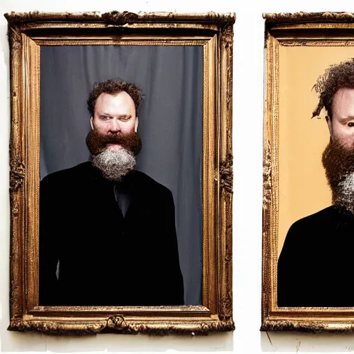 Image similar to Singing Thoooom Yooooorke, with a beard and a black jacket, a portrait by John E. Berninger, dribble, neo-expressionism, uhd image, studio portrait, 1990s