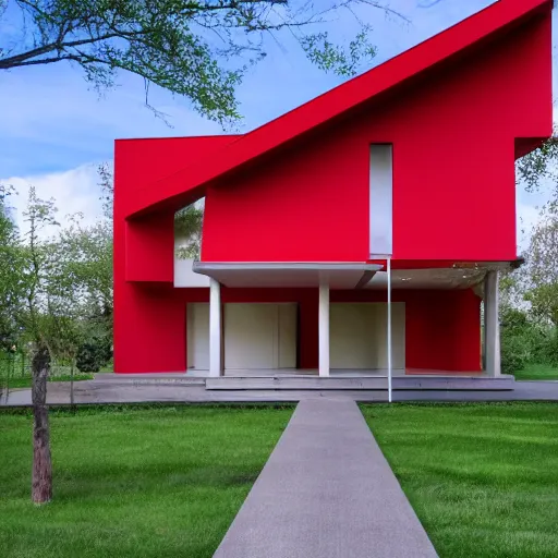 Image similar to a modern red house, architecture