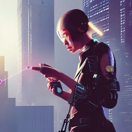 Image similar to cyberpunk woman, cigarette dangling, grenade in hand, graphic illustration by jason chan, ultradetailed, 8 k