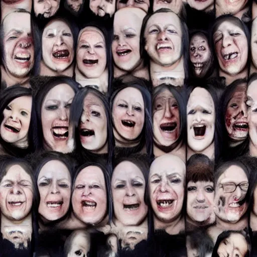 Image similar to Multiple faces all melting into one, horror