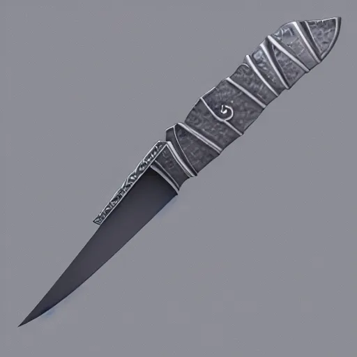 Prompt: detailed render of a blade inspired by moonlight and occult symbols