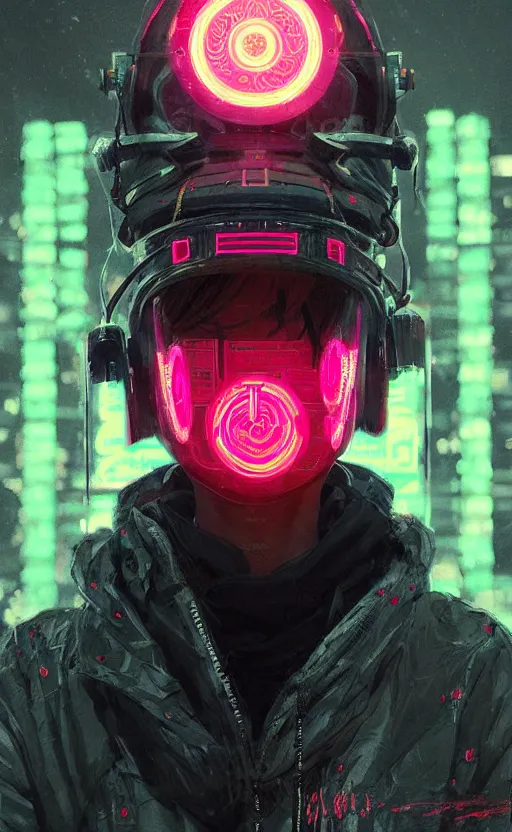 Prompt: detailed portrait virgul, neon operator, cyberpunk futuristic neon, reflective puffy coat, decorated with traditional japanese ornaments by ismail inceoglu dragan bibin hans thoma greg rutkowski alexandros pyromallis nekro rene maritte illustrated, perfect face, fine details, realistic shaded, fine - face, pretty face