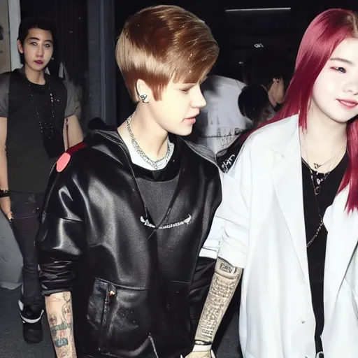 Image similar to justin bieber holding hands with Dahyun