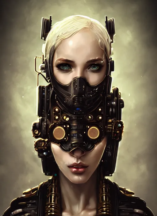 Image similar to soft lustrous ivory ebony biotech raver gutter punk gothic steampunk cyborg, golden ratio, details, scifi, fantasy, cyberpunk, intricate, decadent, highly detailed, digital painting, octane render, artstation, concept art, smooth, sharp focus, illustration, art by artgerm, loish, wlop