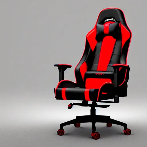 Prompt: a gaming chair, red and black color scheme, vivid lighting, photorealist, 4 k