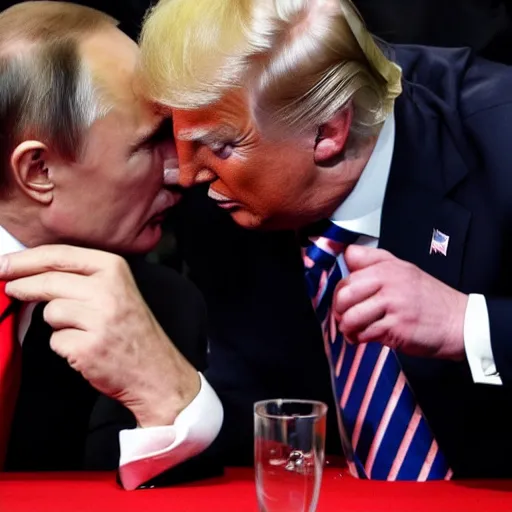 Image similar to vladimir putin kissing trump on the mouth