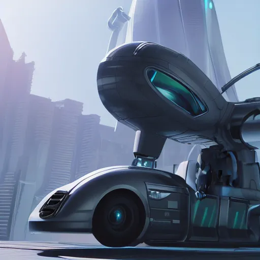 Image similar to cyberpunk alien concept of the a - team van with a pair of alien spaceship wings on the sides flying trough the sky, futuristic look, highly detailed body, very powerful, photorealistic camera shot, crisp quality and light reflections, unreal engine 5 quality render