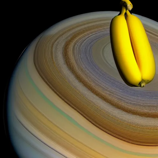 Prompt: a realistic photo of a hungry banana eating a pickle on Saturn, realistic, 3D render, 8k,