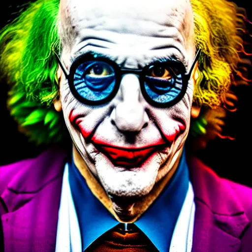 Prompt: larry david as the joker, sony a 7 r iv, symmetric balance, polarizing filter, photolab, lightroom, 4 k, dolby vision, photography awardm, voque, perfect face