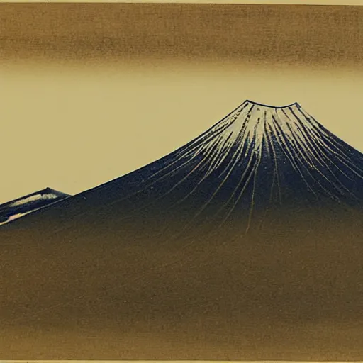 Prompt: mount fuji, misty, ancient japanese painting