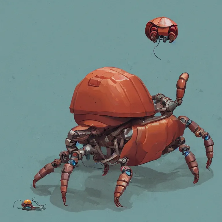 Image similar to robotic hermit crab, by Simon Stålenhag, concept art, Hugo award winner