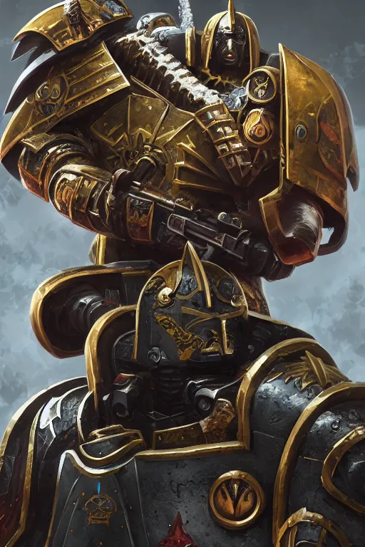 Image similar to armor portrait heros warhammer 4 0 k horus heresy fanart - the primarchs emperor by johannes helgeson animated with vfx concept artist & illustrator global illumination ray tracing hdr fanart arstation zbrush central hardmesh 8 k octane renderer comics stylized