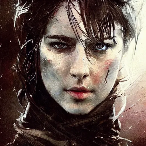 Image similar to it's a terrible day for rain, colourised, face portrait, epic, tragic, military art, fantasy, dieselpunk, hd shot, digital portrait, beautiful, artstation, comic style, by artgerm, guy denning, jakub rozalski, magali villeneuve and charlie bowater