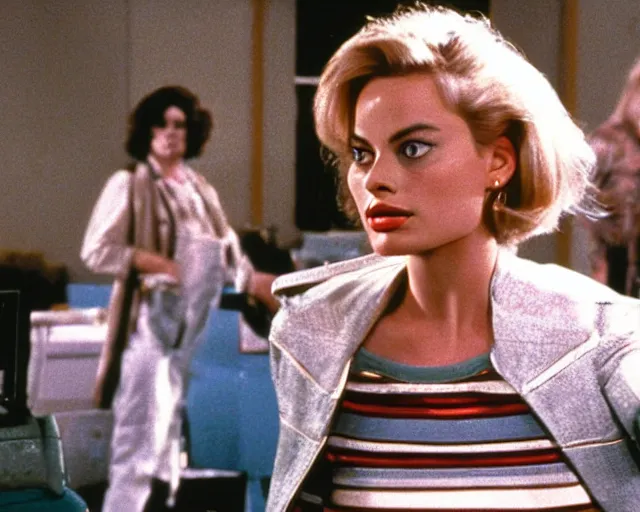 Image similar to margot robbie as lorraine baines in back to the future, 1985, cdx