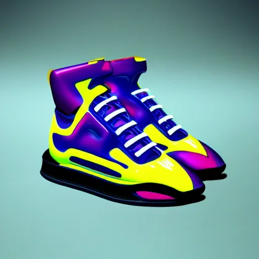Image similar to balenciaga sneakers, biomorphic, robot, colorful, highly detailed, hyper realistic,