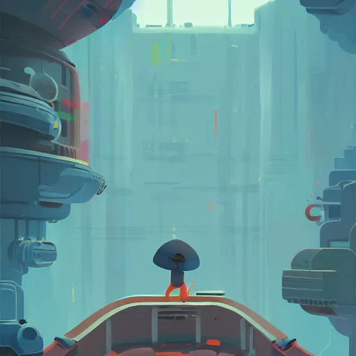 Image similar to a person thinking, james gilleard, print, game art