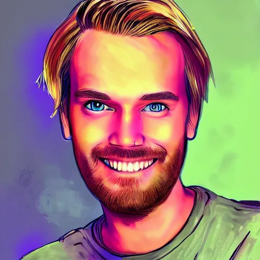 Image similar to pewdiepie, digital art, trending on art station