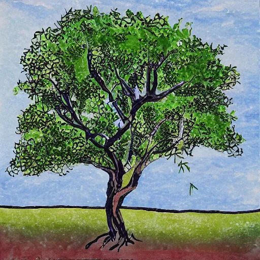 Prompt: the mulberry tree in the style of eduardo calzado