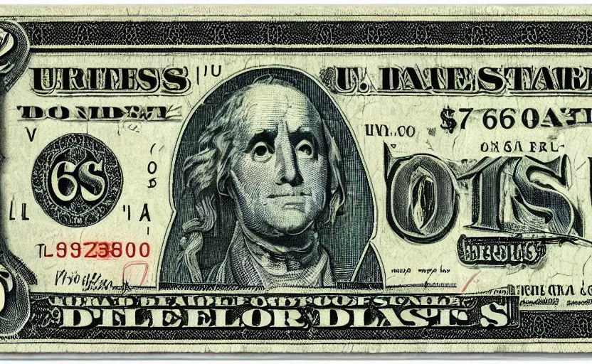 Image similar to rectangular photograph of 6 6 6 dollar u. s. currency note featuring satan