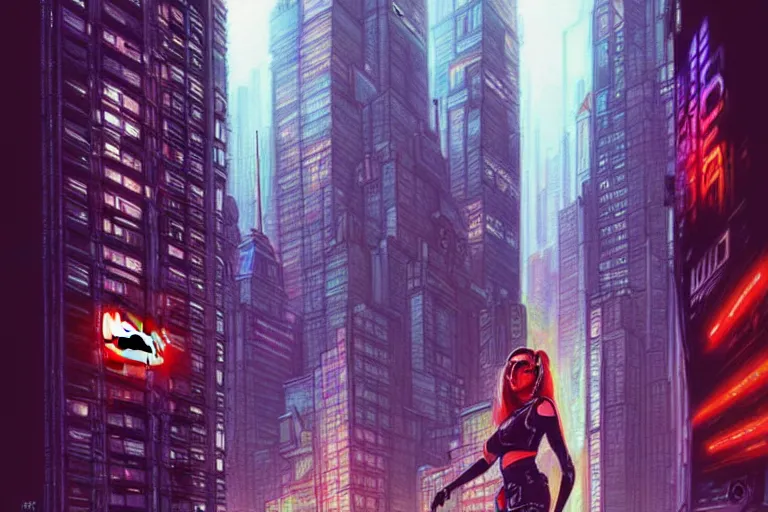 Prompt: painting of new york city cyberpunk style, fine details, magali villeneuve, artgerm, rutkowski