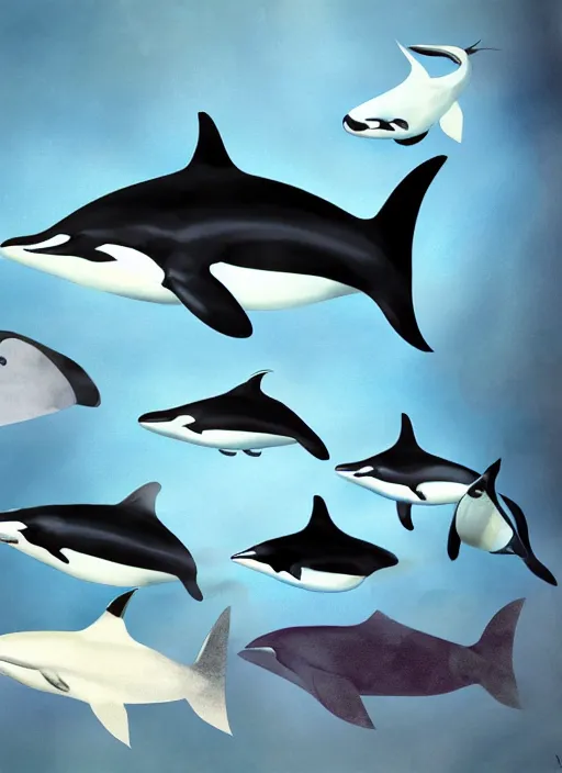 Image similar to Future evolution of Orcas, Concept art, Full shot