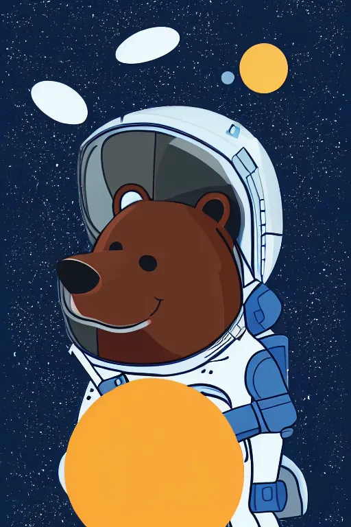 Image similar to A portrait of a bear as an astronaut on the moon, sticker, colorful, illustration, highly detailed, smooth and clean vector curves, no jagged lines, vector art, smooth