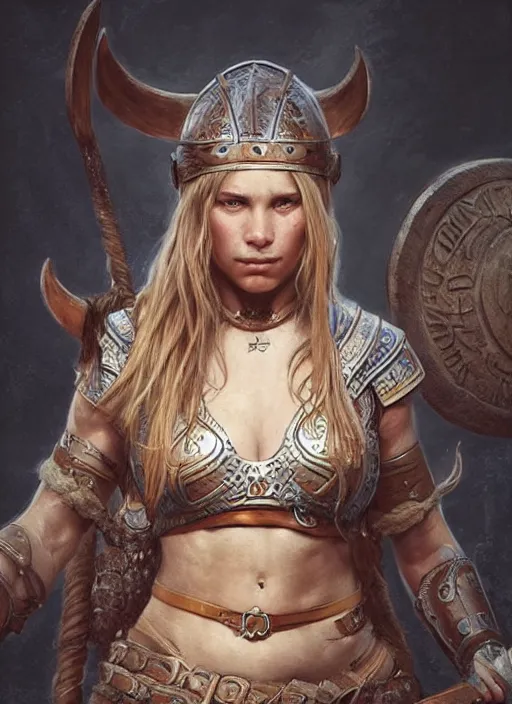 Image similar to digital _ painting _ of _ female viking _ by _ filipe _ pagliuso _ and _ justin _ gerard _ symmetric _ fantasy _ highly _ detailed _ realistic _ intricate _ port