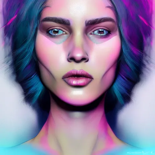 Prompt: electric woman, cute - fine - face, pretty face, oil slick hair, realistic shaded perfect face, extremely fine details, realistic shaded lighting, by dominik mayer