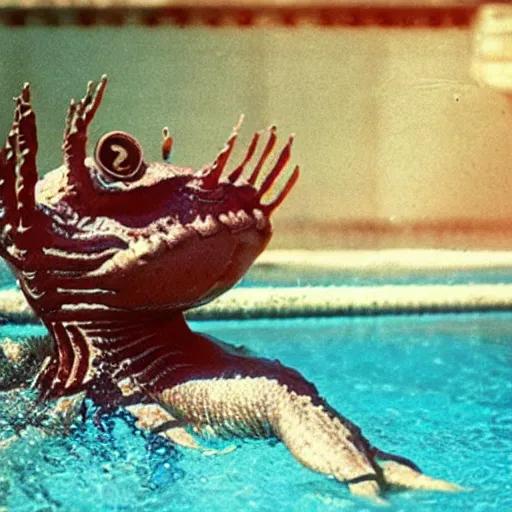 Image similar to sea creature in pool, photo from the 80s