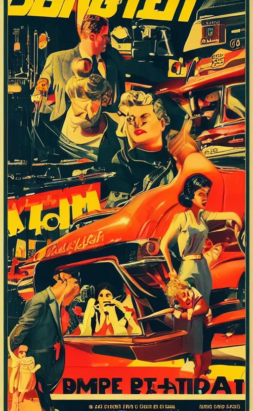 Image similar to “retro art movie poster, detailed”