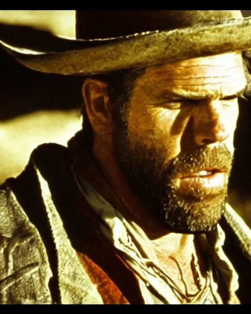 Image similar to film still close up shot of ron perlman in the movie a fistful of dollars. photographic, photography