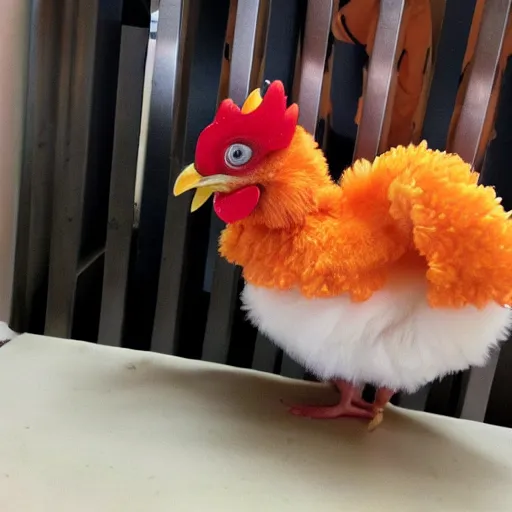 Image similar to cute newborn chicken dressed as an inmate