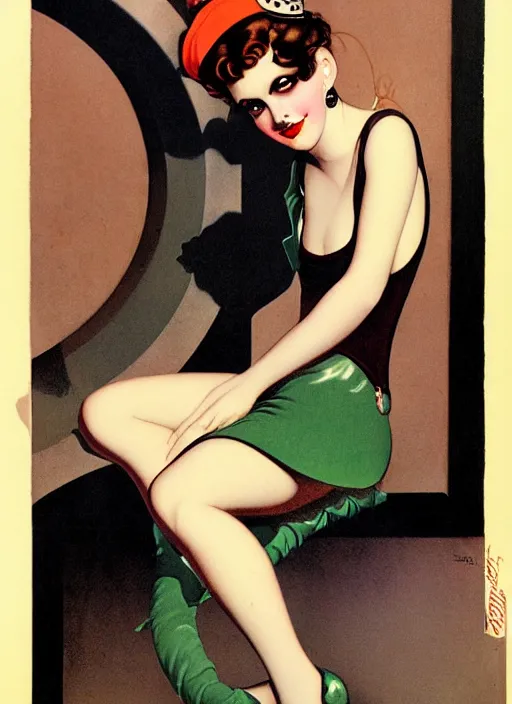 Image similar to a portrait of a pretty sewer punk young lady by alberto vargas