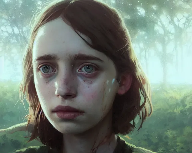 Image similar to highly detailed portrait of maya hawke, in the walking dead, stephen bliss, unreal engine, fantasy art by greg rutkowski, loish, rhads, ferdinand knab, makoto shinkai and lois van baarle, ilya kuvshinov, rossdraws, tom bagshaw, global illumination, radiant light, detailed and intricate environment