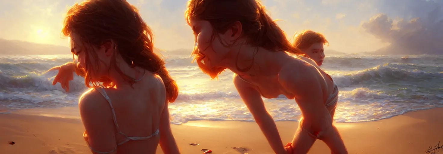 Image similar to bright sunny day on a beach, boats washed ashore, soft warm lighting, highly detailed, digital painting, trending on artstation, sharp focus, illustration, art by artgerm and greg rutkowski and magali villeneuve