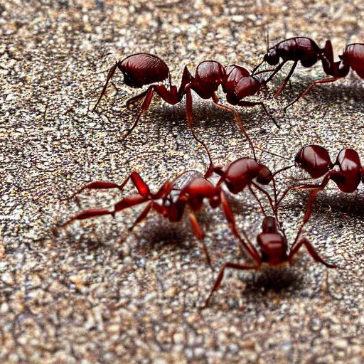 Image similar to realistic ants wearing rubber pants in france, detailed, photograph, 8 k,