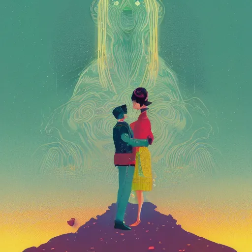 Image similar to illustration of love tender by Victo Ngai and James Gilleard and Bruce Pennington