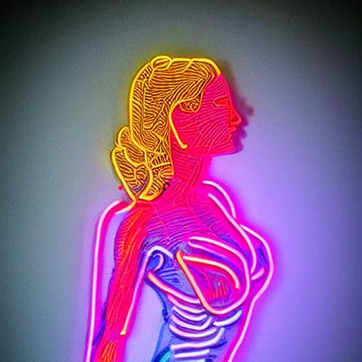 Prompt: 3 d neon art of a womens body, amazing detail