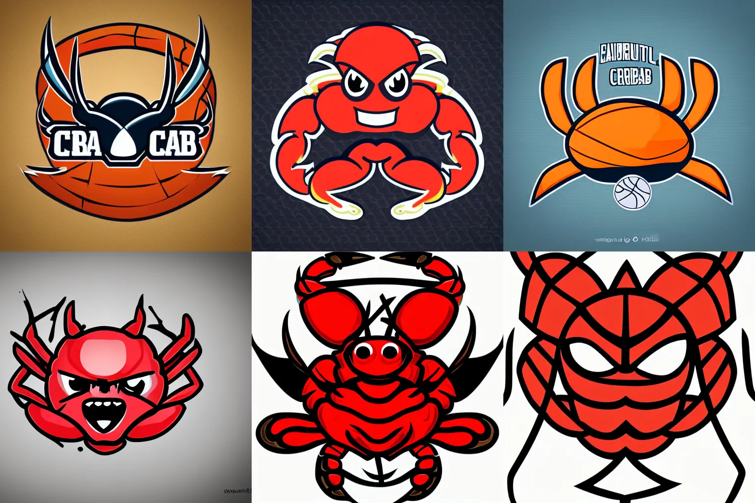 Prompt: beautiful detailed angry crab vector logo sport nba style