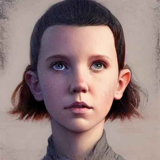 Prompt: a highly detailed epic cinematic concept art CG render digital painting artwork: Millie Bobby Brown. By Greg Rutkowski, Ilya Kuvshinov, WLOP, Stanley Artgerm Lau, Ruan Jia and Fenghua Zhong, trending on ArtStation, subtle muted cinematic colors, made in Maya, Blender and Photoshop, octane render, excellent composition, cinematic atmosphere, dynamic dramatic cinematic lighting, precise correct anatomy, aesthetic, very inspirational, arthouse