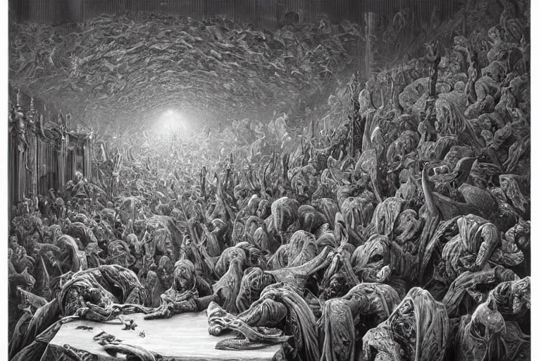 Prompt: highly detailed epic book on the table, symmetrical, masterpiece, highly detailed painting by gustave dore